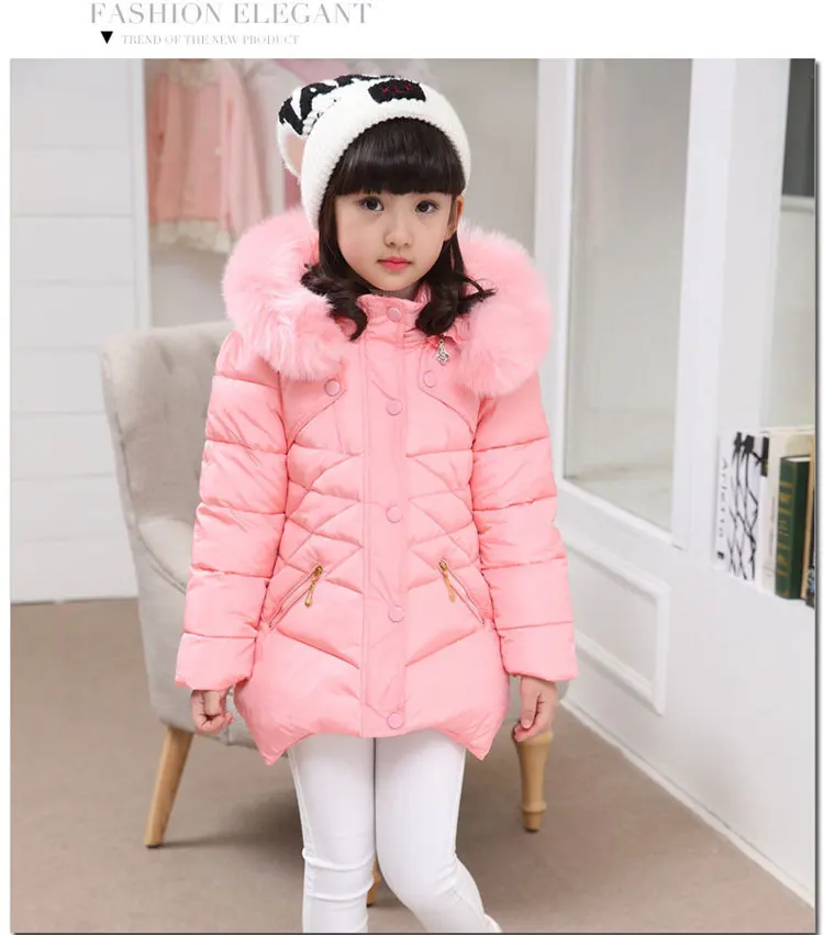 Fashion Winter Children's Clothing Kids Down Cotton Outerwear Girls Wadded Jacket Child Medium-long Thick Cotton-padded Coat |