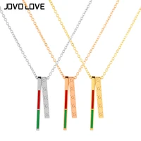 women stainless steel necklaces long strip jewelry colorful trendy stick pendant necklace hollow long link chain collier femme