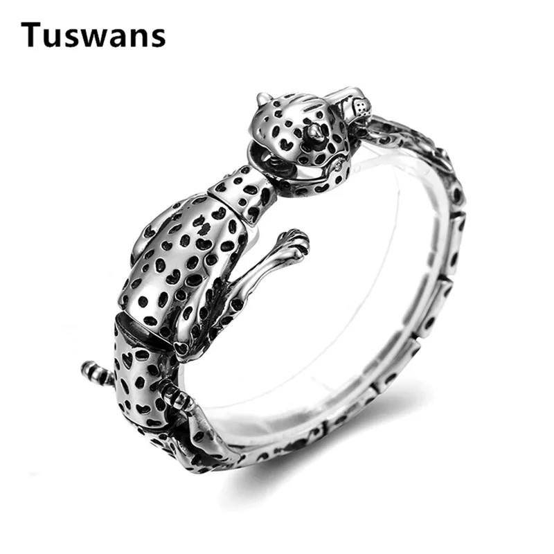 Качественный браслет с леопардовым принтом для мужчин из нержавеющей стали 316L в