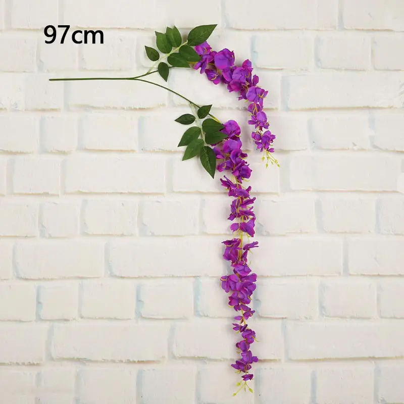 purple 6 branch Искусственный венок, гирлянда, шелковая Гортензия, вициния, Висячие Цветы с листьями, искусственный мех, для внешнего сада, H0045 - Цвет: purple 6 branch