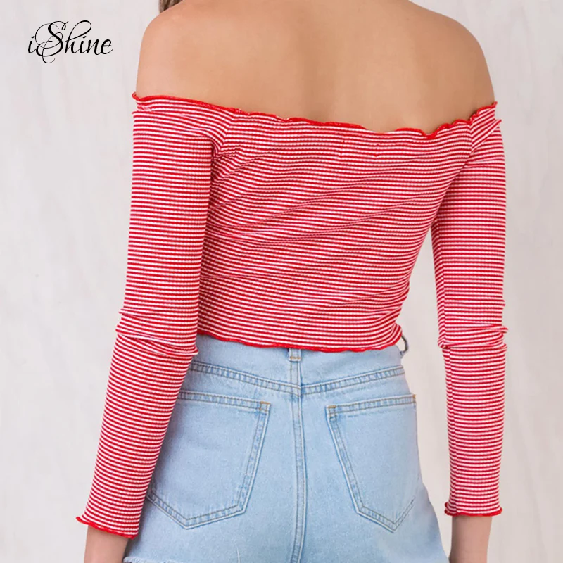 Модные женские туфли живот обнажая вязаные кроп Топ свитера с длинным рукавом и