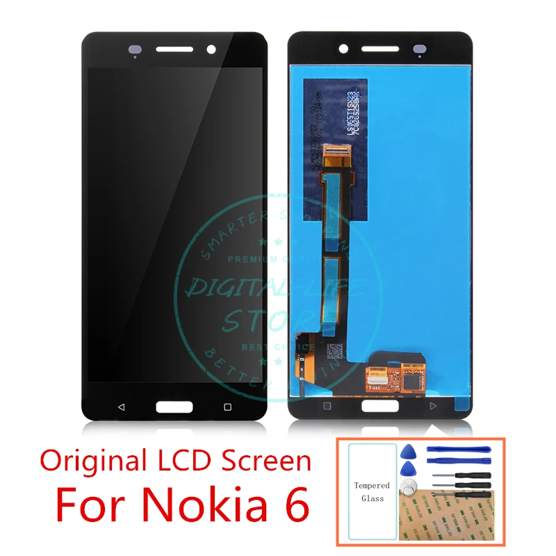 Оригинальный ЖК дисплей для Nokia 6 сенсорный экран 5 дюйма дигитайзер в сборе Nokia6 TA