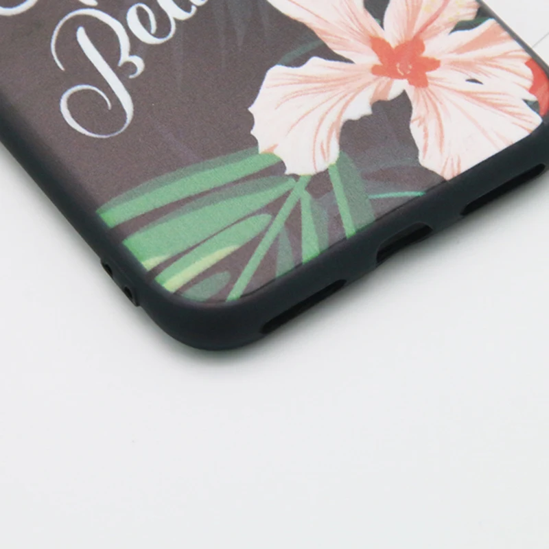 LANRENZ Case For iphone 7 8 plus Tropical Palm Leaf Flower Black TPU Phone Cases Cover for 6 6S XR XS Max |