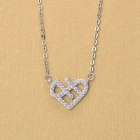silver color crystal heart pendant necklaces for women wedding fashion jewelry gifts