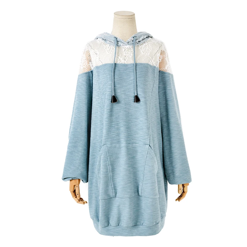 ARTKA Autumn New Female Elegant Lace Stitching Long Sweatshirt Loose Casual Fashion Hooded Sweatshirt For Women VA10089Q