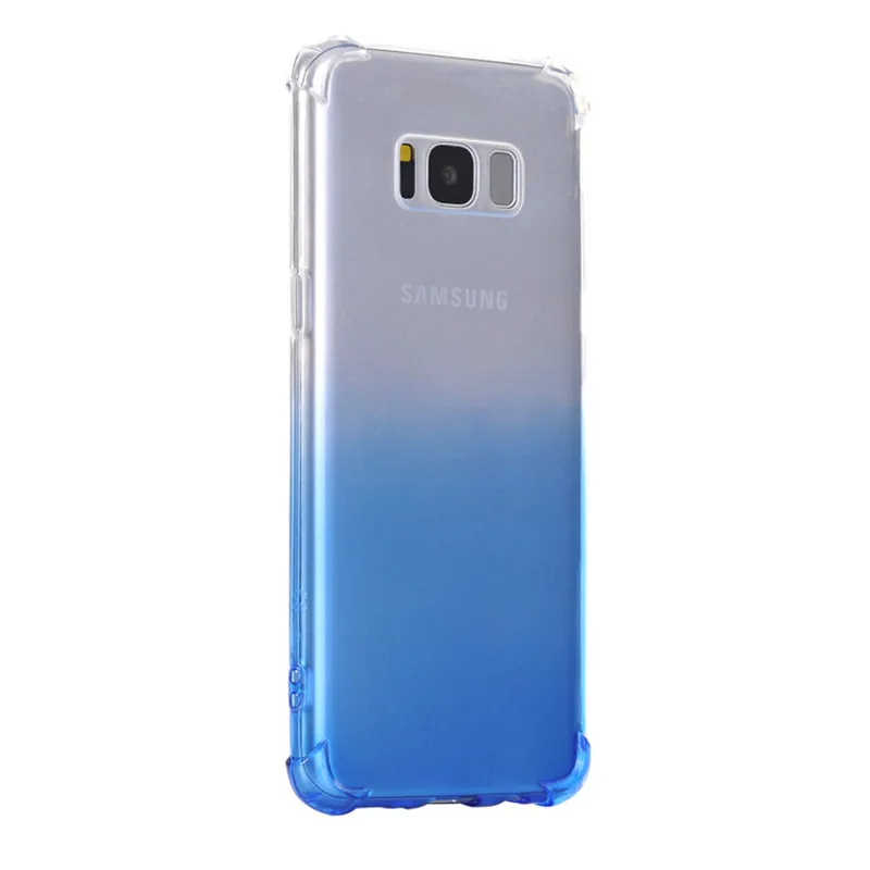 Silicone Case for Samsung Galaxy S8 Classic Fashion Gradient Blue-ray Color Soft Covers Shell galaxy s8 anti-shock case |