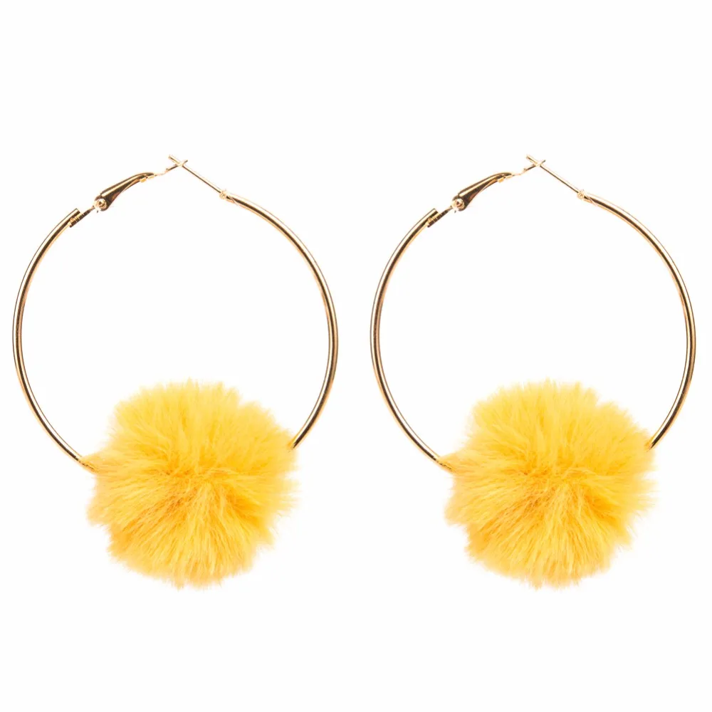 Женские серьги кольца с круглым помпоном 7 цветов|designer hoop earrings|fashion earringshoop earrings |