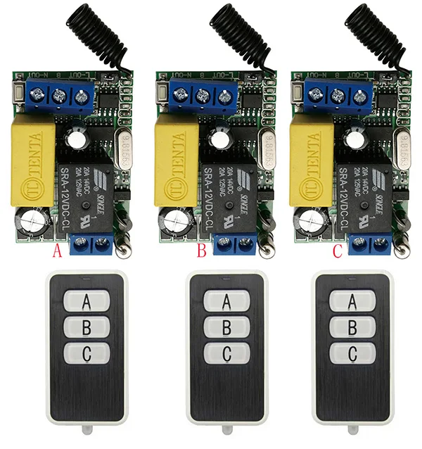 

AC220 1CH 10A RF Wireless Remote Control Relay Switch Security System Garage Doors, Electric Doors/window /lamp