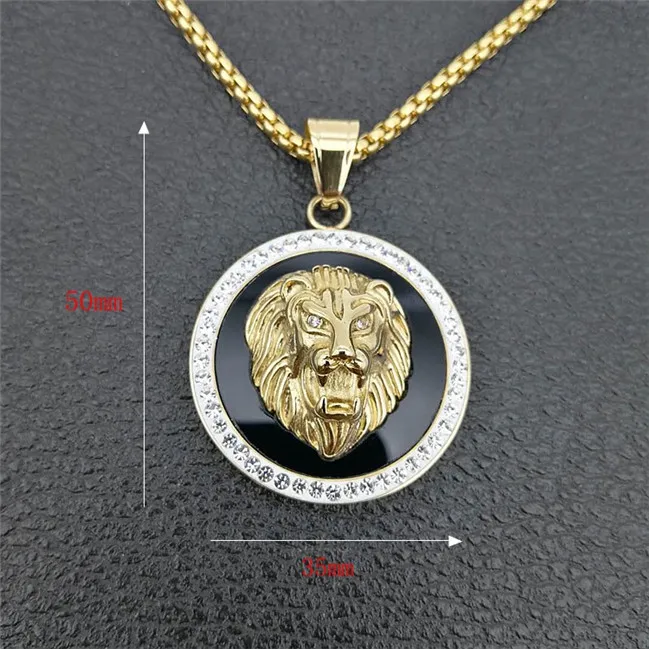 XL1387 Gold Color Хип-хоп очаровательные Позолоченные Подвески в виде головы льва, мужские ожерелья золотого цвета, цепочка из нержавеющей стали, ювелирные изделия в стиле рок, подарок для мужчин - Окраска металла: XL1387 Gold Color