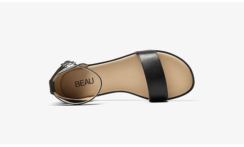 BeauToday/женские сандалии на плоской подошве из натуральной коровьей кожи с ремешком на щиколотке и закрытой пяткой; женская летняя повседневная обувь ручной работы; 32097