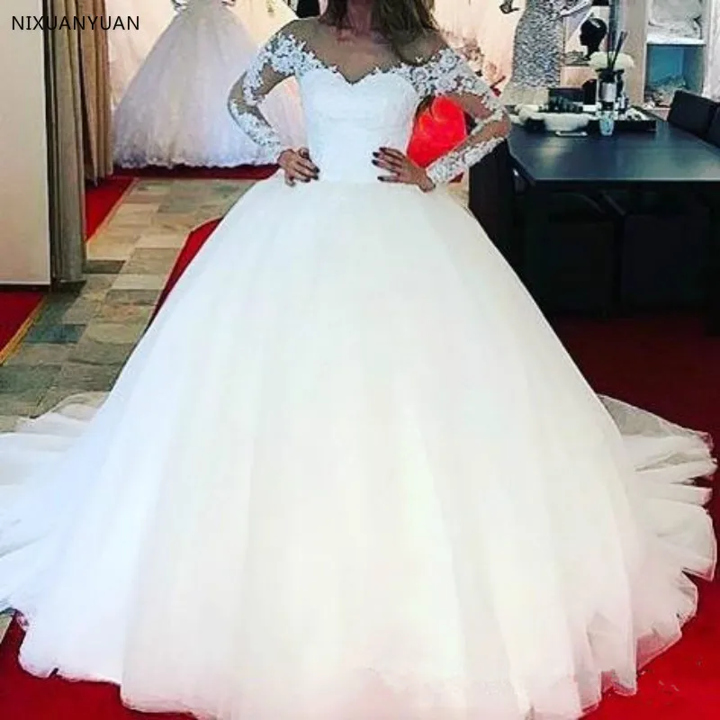 2021 Новое поступление Robe De Mariage дешевые кружевное платье с длинными рукавами