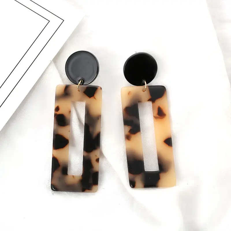 Light Brown Новые леопардовые серьги ацетат геометрические коричневые акриловые серьги для женщин личности преувеличенные модные ювелирные изделия вечерние свадебные - Окраска металла: Light Brown