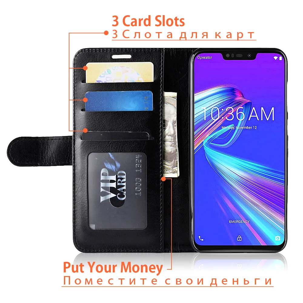 Чехол-Кошелек JONSNOW для Asus Zenfone Max M2 ZB633KL, кожаный чехол для Asus ZB602KL ZB555KL ZC520KL ZB631KL, Роскошный чехол из искусственной кожи