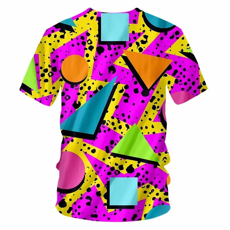 OGKB летние топы с забавным принтом красочные геометрические 3D футболки для