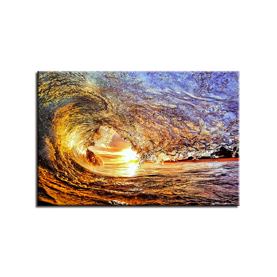 1 панель/шт. настенные картины на холсте закат морская волна морской пейзаж HD