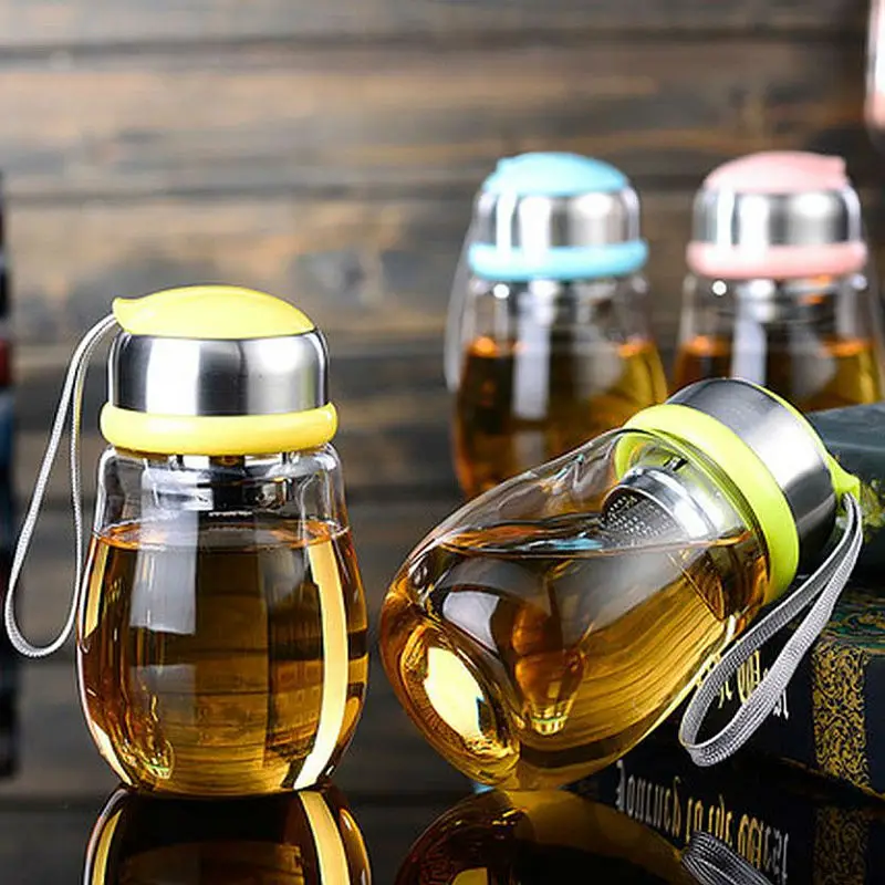 Прозрачная стеклянная бутылка 400 мл портативные спортивные бутылки для воды