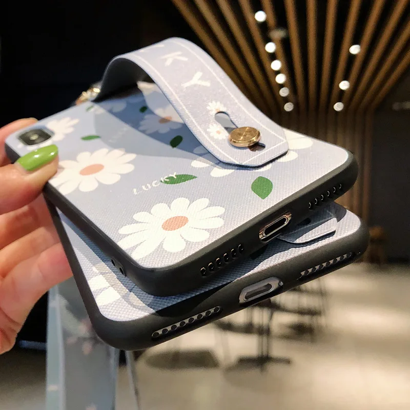 SoCouple чехол для телефона с ремешком для iphone XR 11 Pro Max чехол на запястье для iphone 7 8 6 6S plus X Xs max чехол из ТПУ с цветочным рисунком