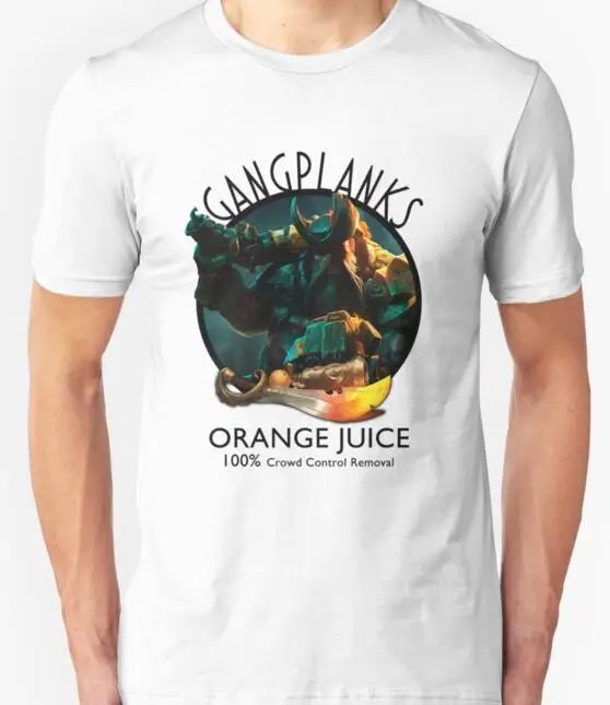 Мода Gankplank Orange Juice Человек Футболку Хлопок O Шеи T рубашка Мужская С Коротким