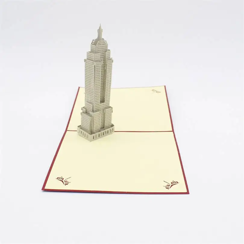 Ручной работы 3D всплывающие карты Эмпайр Стейт Билдинг Открытка Подарок Бизнес