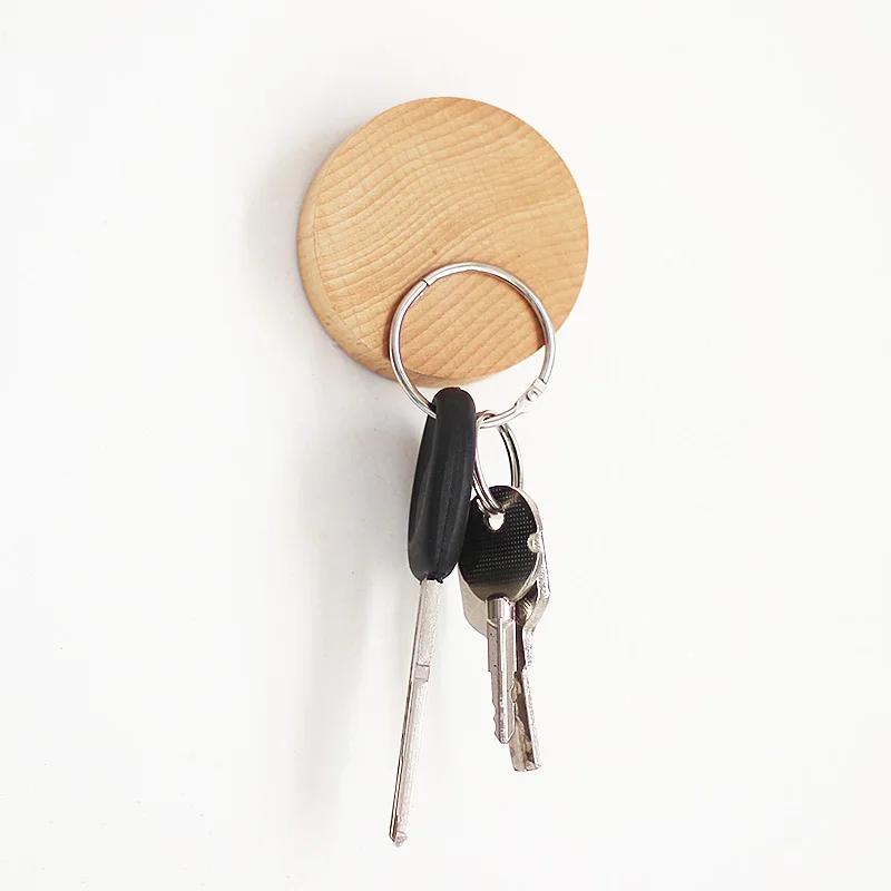

creative Paste key storage hook Brief Wooden magnetic hook 2pcs