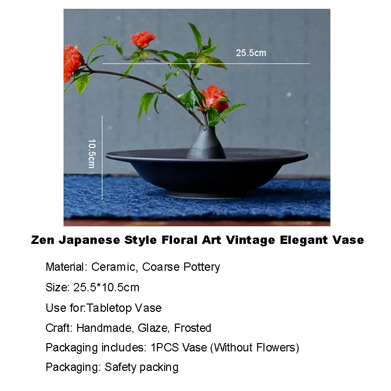 Zen японская Цветочная композиция Ikebana ваза Мягкая Керамическая матовая черная