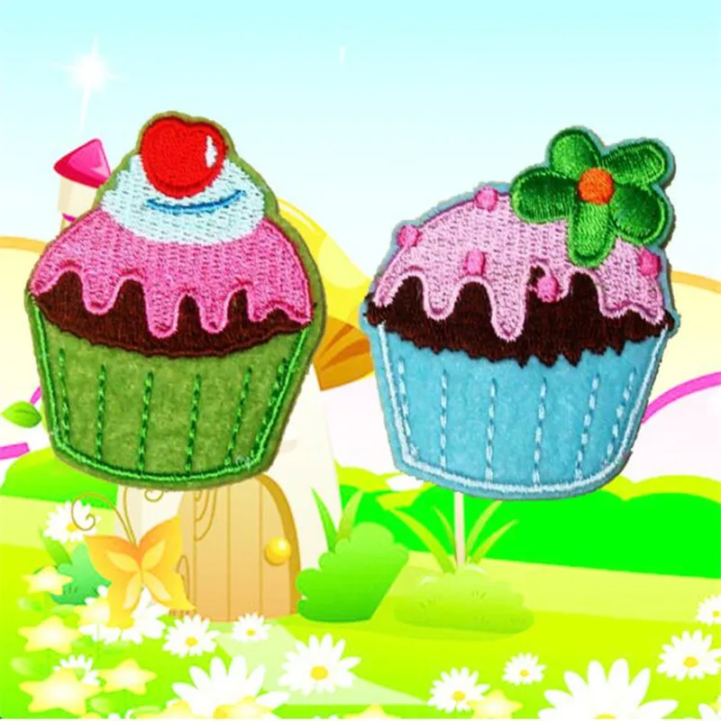 Мультфильм Мороженое торт Центр сделал ткань 100% (10 шт.) гладить на патчи для