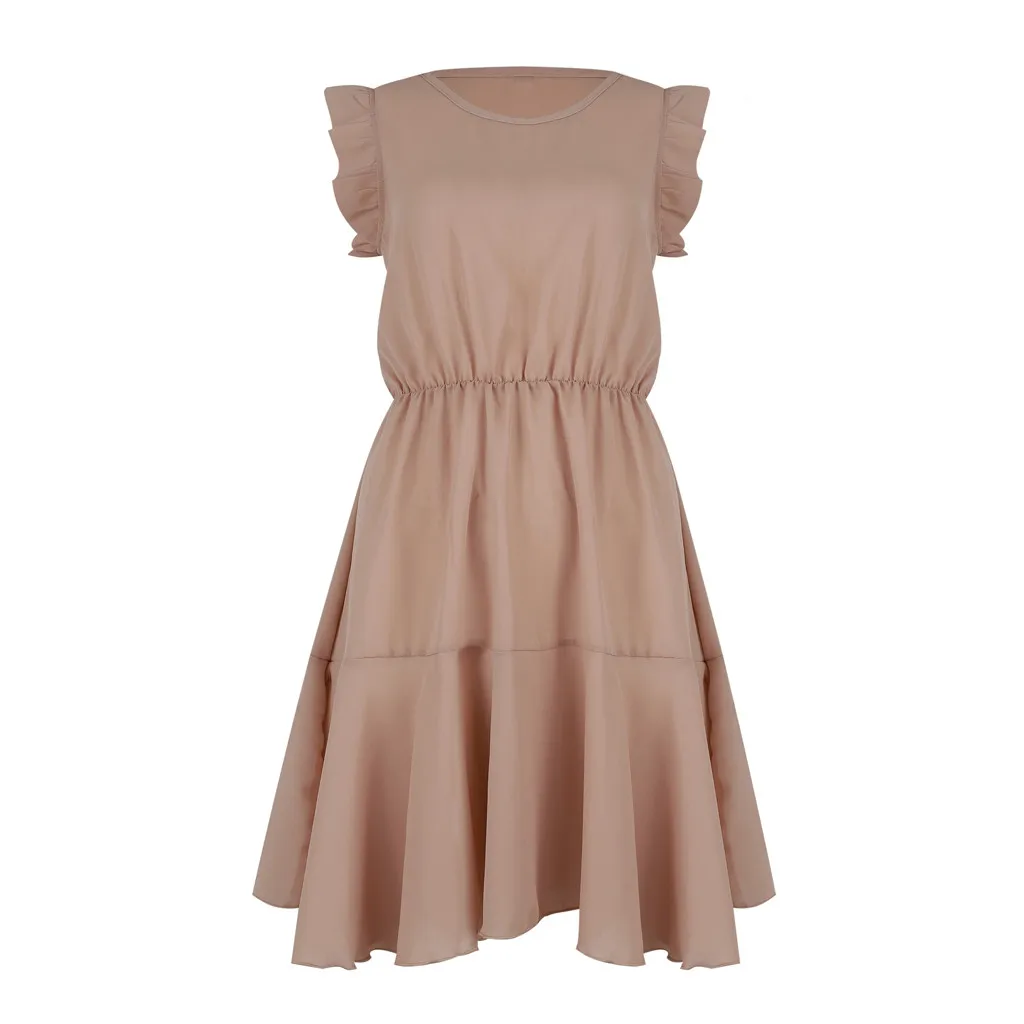 Рукава бабочки с оборками ДРАПИРОВАННОЕ летнее женское платье трапециевидной