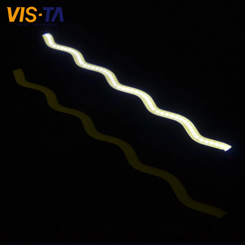 2016 New 2pcs/lot DC 12V Waves Ripple Shapes COB LED Car DRL Fog Strip Daytime Running Driving Lights Super Bright for BMW/Audi |