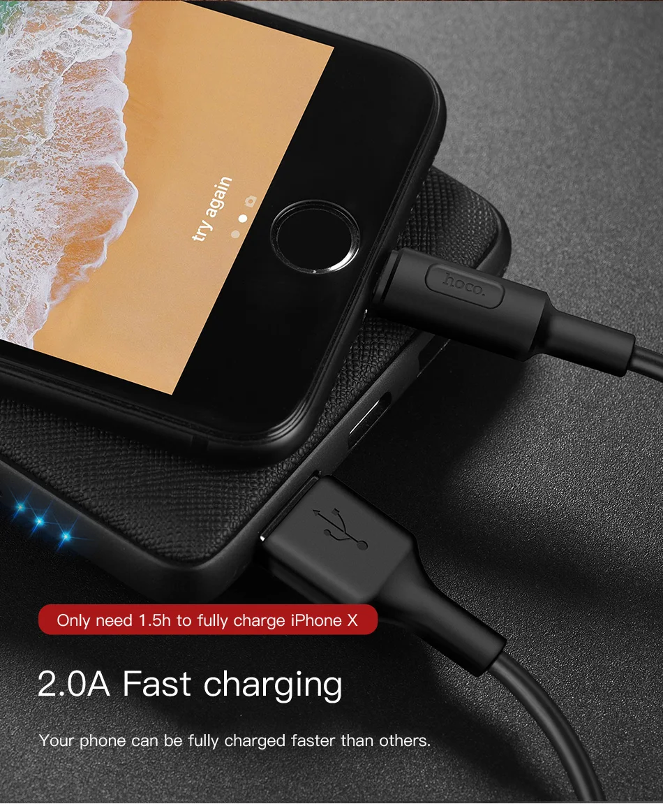 HOCO USB кабель для iPhone 11 Por X 8 7 6 5 6s plus Быстрая зарядка телефона USB кабель для передачи данных для Apple IOS 11 iPad USB Кабель зарядного устройства