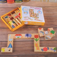 childrens wooden board game domino blocks 28pcs montessori early education blocks kids toys brinquedos juguetes