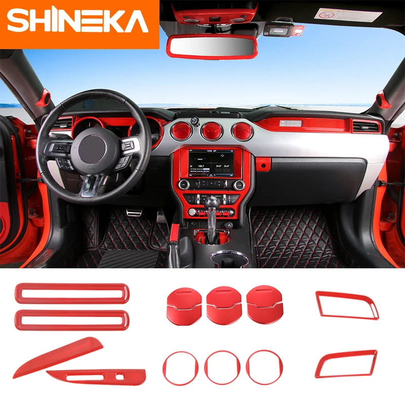 

Молдинги для салона SHINEKA, красные, синие, серебристые декоративные накладки для Ford Mustang 2015 + 15 шт., аксессуары для салона Mustang