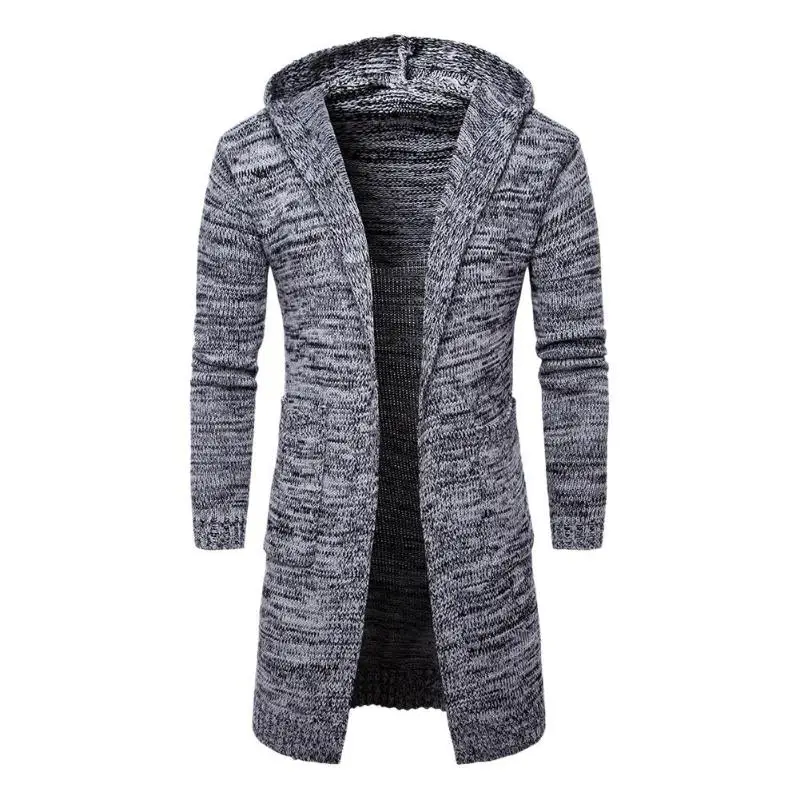 Men Sweater Cardigan Long Camisa Masculina Mens Slim Fit Hooded Knit Fashion Trench Coat Knitted Jacket |
