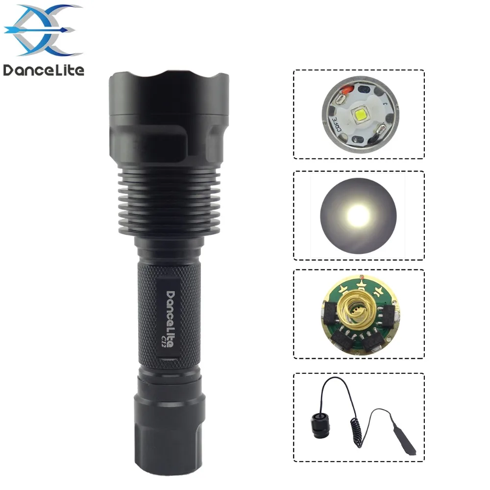 Высокомощный светодиодный фонарик lancelite C12 XM L2 U3 10xAMC7135 3500mA 1 м (Пульт ДУ на выбор)|led