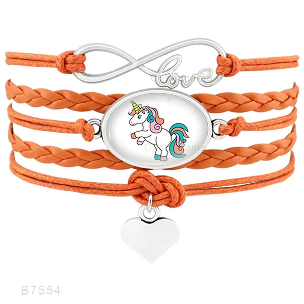 New Fashion Rainbow Infinity Love Birthday Gift for Girls Unicorn Mom Heart Charm Leather Men's Bracelets Women | Украшения и