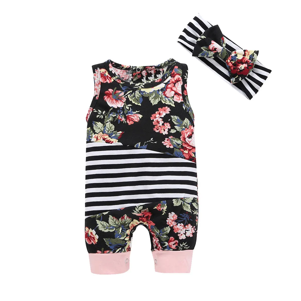 Комбинезон для новорожденных девочек Летний комбинезон детский без рукавов в