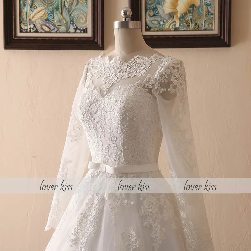 Lover Kiss Vestido De Noiva винтажный простой кантри с длинным рукавом Корсет для свадебного платья кружевное бальное платье на спине Свадебные платья для свадьбы