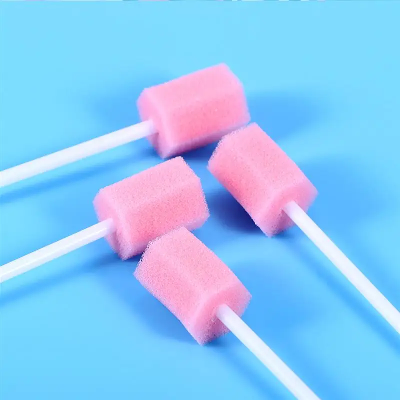 

100pcs Disposable Oral Care Sponge Swab Tooth Cleaning Mouth Swabs (Pink)