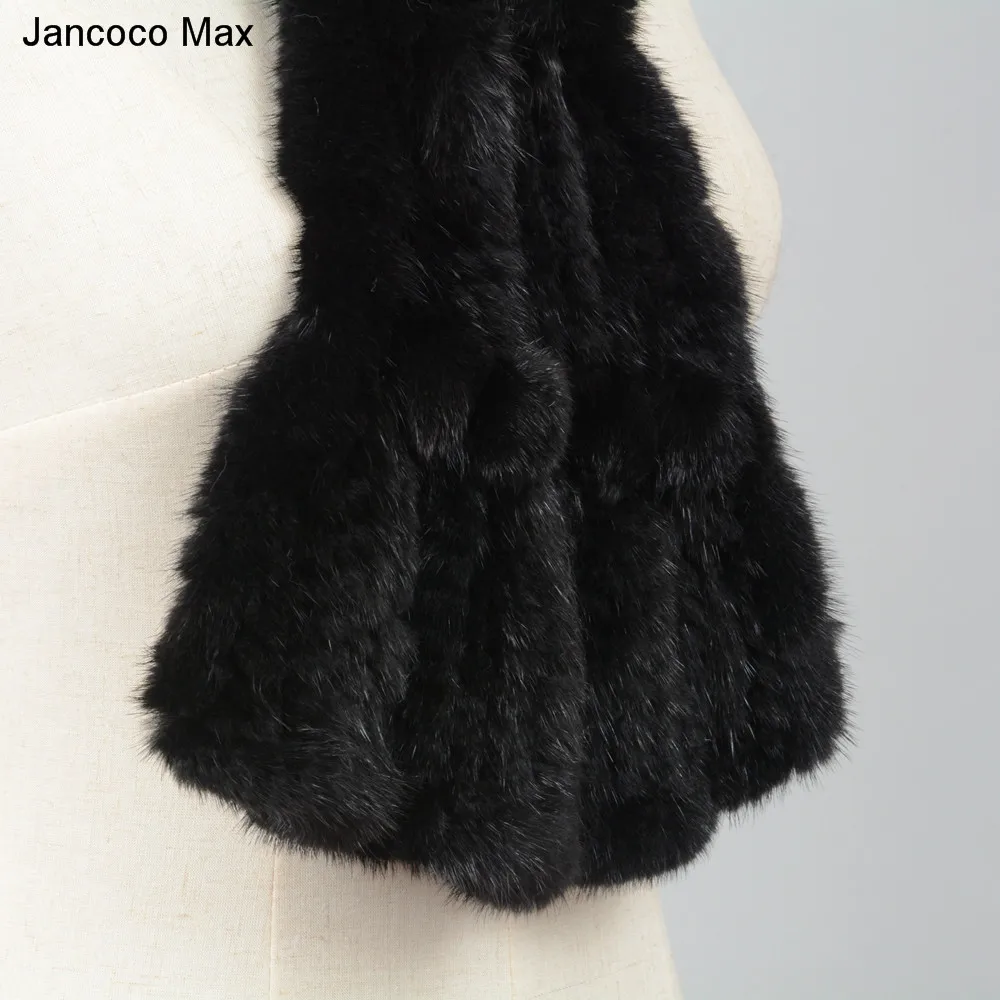 Jancoco Max натуральный вязаный норковый мех шарф Женская мода Высокое качество меховая Шаль Зима теплая Новинка S7126