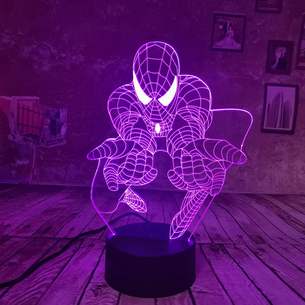 Прямая поставка крутой Marvel Человек паук Свет USB 3D ночник 7 цветов градиентный свет