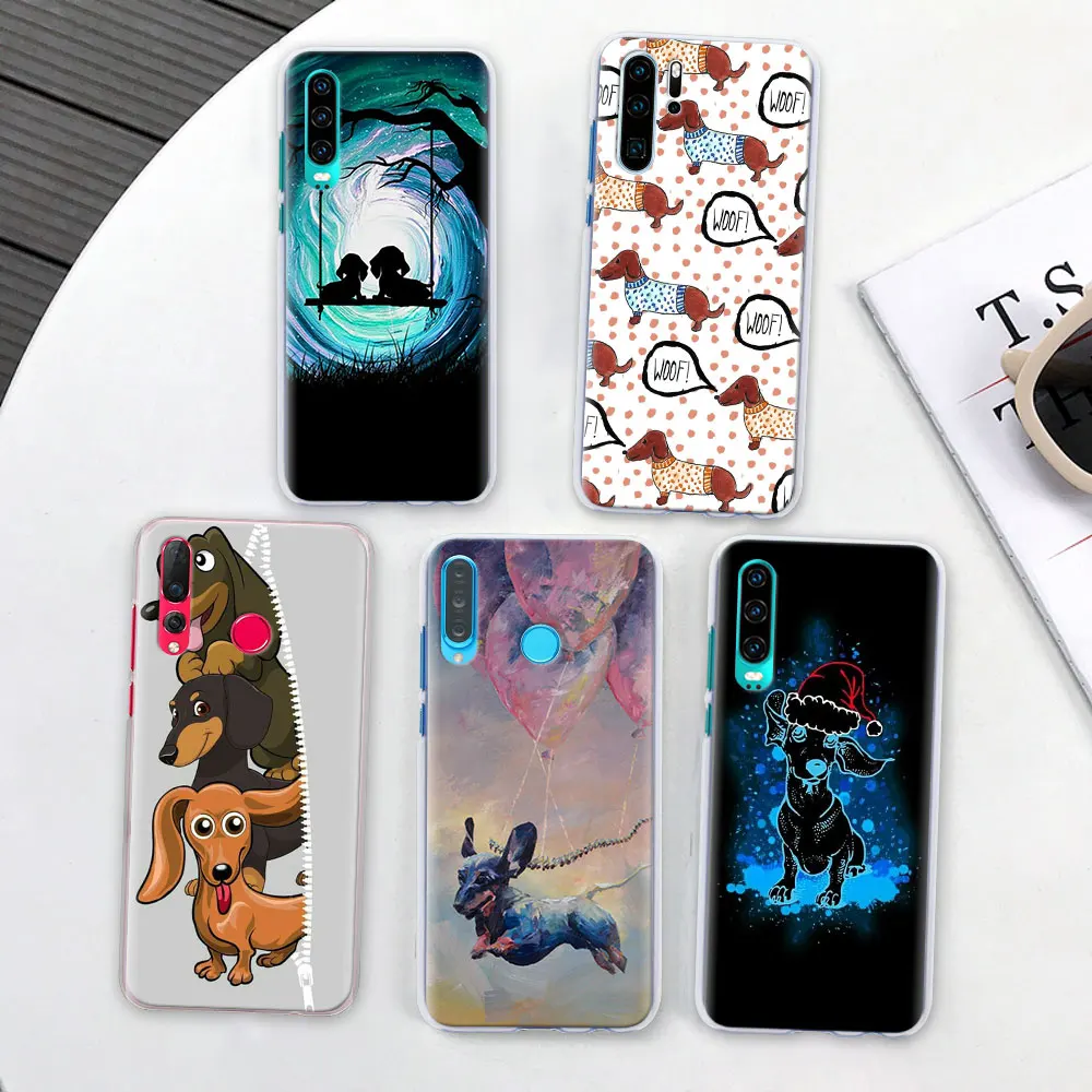 Такса докси Цветок Собака Щенок Футляр для телефона для huawei P30 Pro P10 P20 P30 Lite P8 P9 Lite P Smart Plus чехол