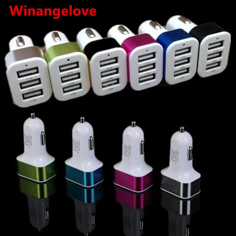 

Winangelove 100pcs Micro 3 USB Output Car Charger Universal 5.1A High Speed Charging for iPhone 4 5 6 for samsung s3 s4