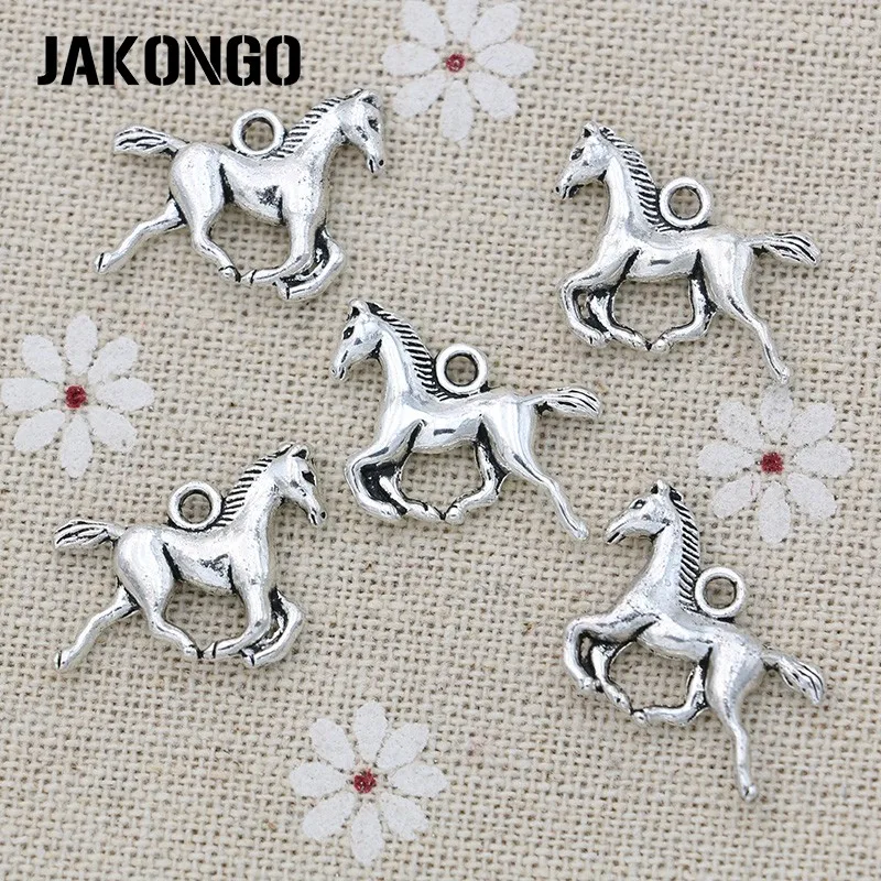 JAKONGO антикварные посеребренные Подвески с лошадью для изготовления ювелирных