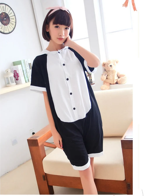 100% хлопок милые животные панда летние косплей пижамы для пар взрослых женщин