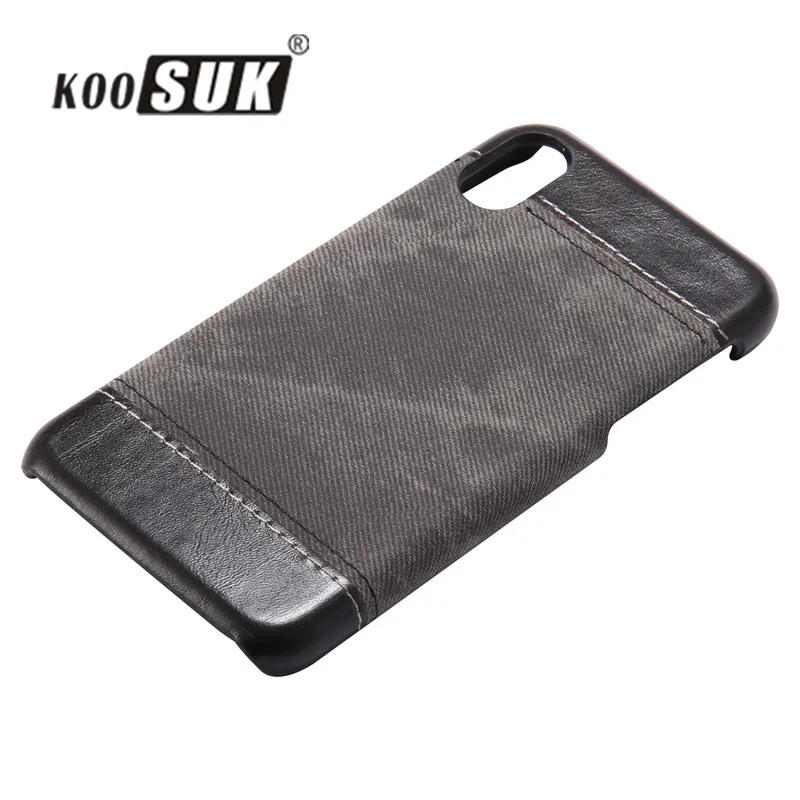 Ретро деним кожаный чехол для iphone 8 Plus X Бизнес Стиль ковбой Человек Холст Жесткий