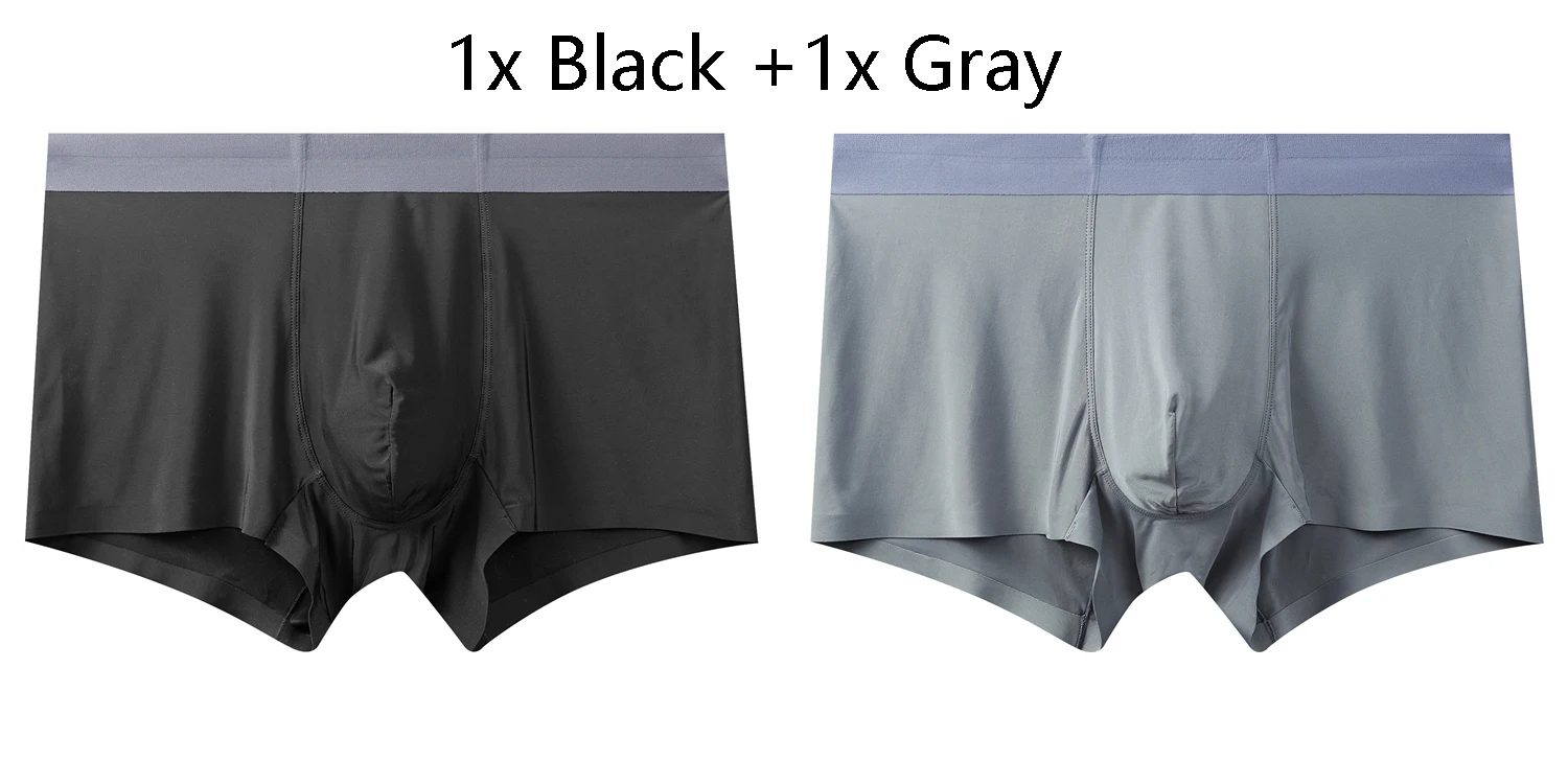 1xBlack 1xGray EVES охлаждение сухой подходят Мужское нижнее белье боксеры 2 шт Мужские шорты удобные трусики дышащие трусики мужские боксеры Прямая - Цвет: 1xBlack 1xGray