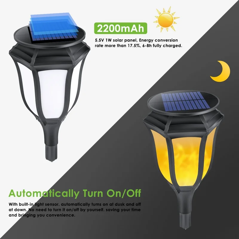 96led солнечный свет ABS пламенный фонарь наружная Индукционная садовая газонная