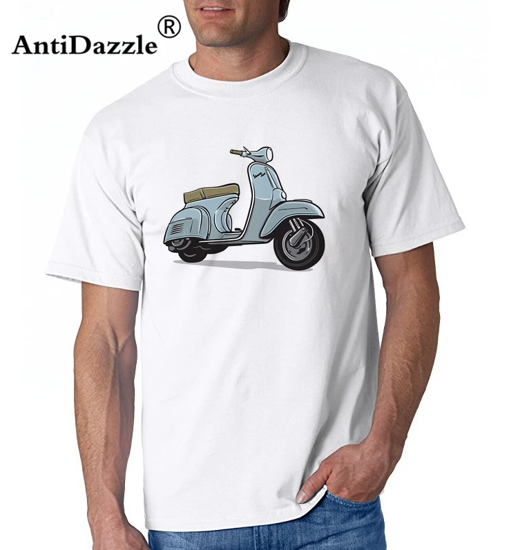 Человек скутер Vespa футболки для Для мужчин письмо печати футболка шеи экипажа