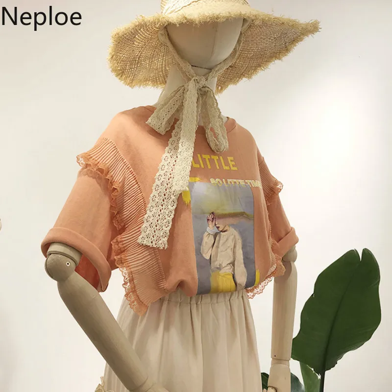 Neploe/женские футболки с принтом летние 2019 повседневные короткими рукавами и