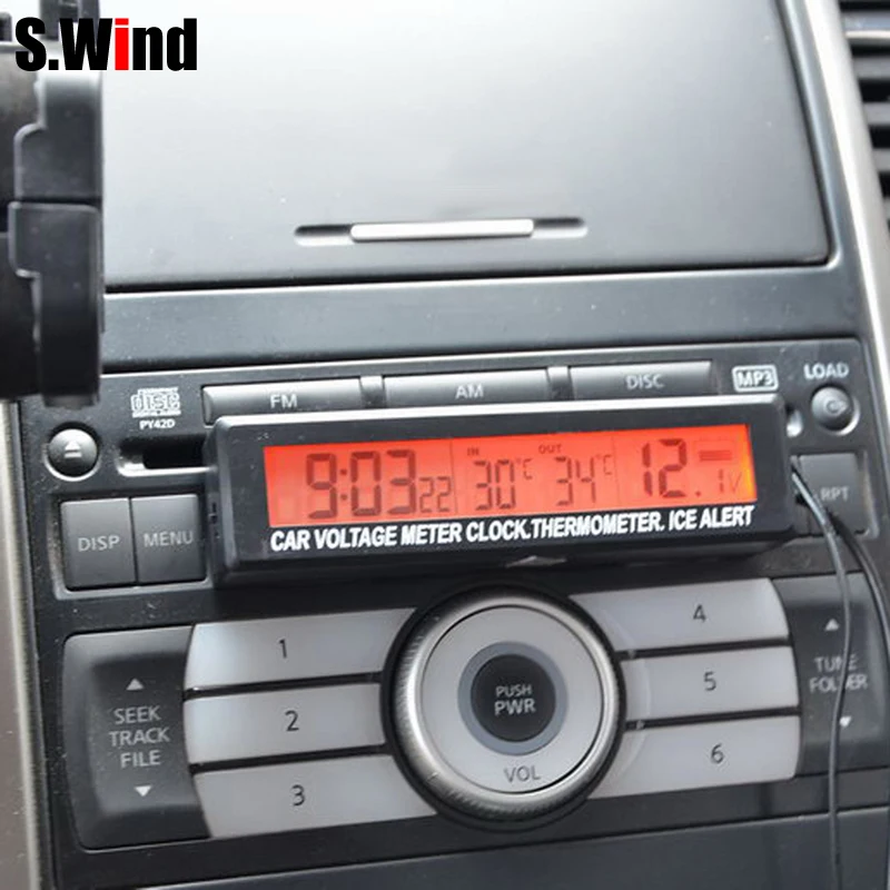 Автомобильный измеритель напряжения 12 В/24 В Автоматические цифровые часы с ЖК