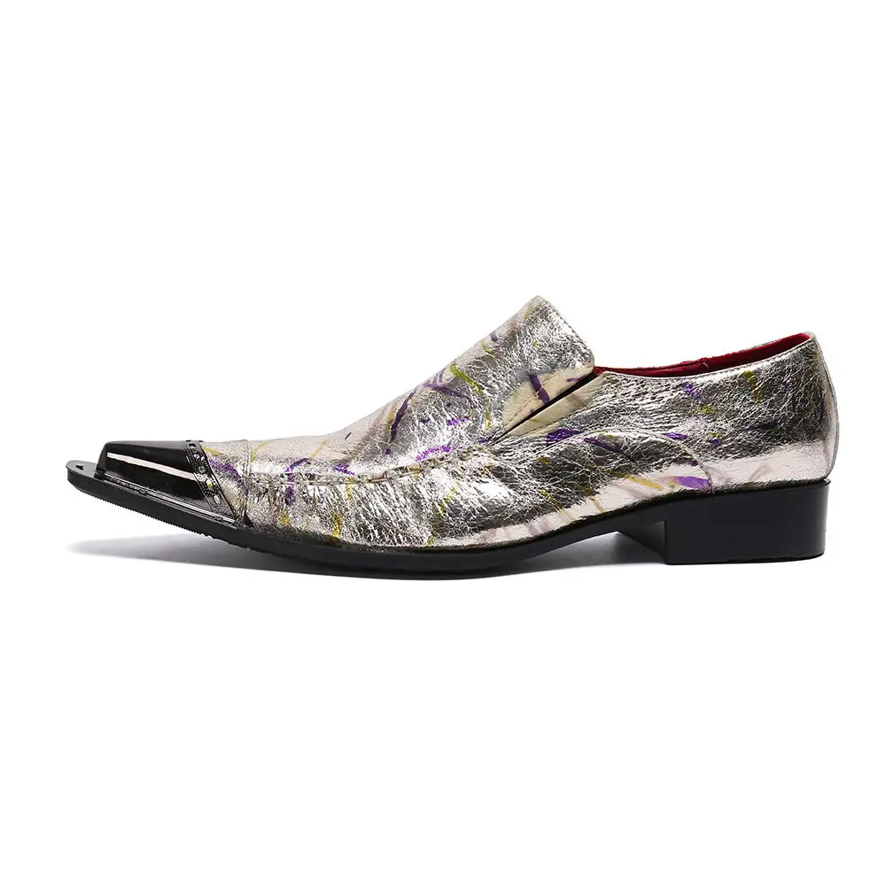 Mocassin homme sapatos натуральная кожа блестящая сталь острый носок формальное платье